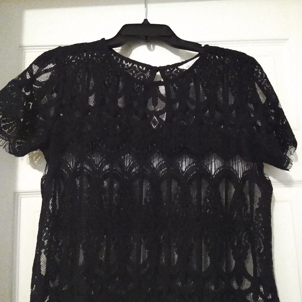 Women's Black Lace/knit top